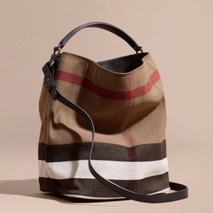 Burberry Canvas Check Medium Ashby Hobo Bag